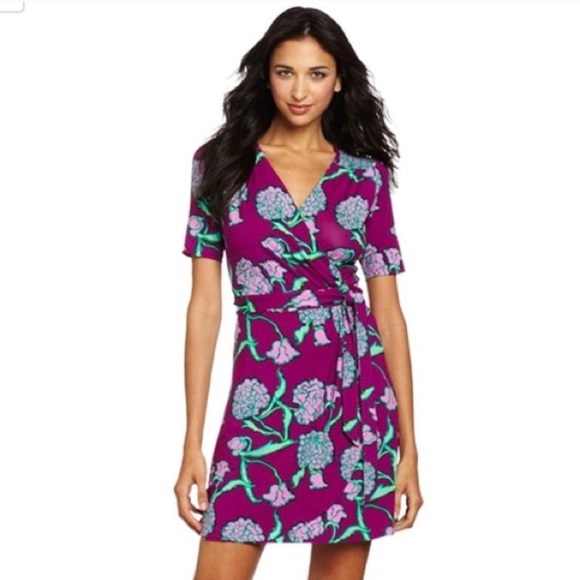 Lilly Pulitzer Dresses & Skirts - Lilly Pulitzer Arina Purple Floral Wrap Dress XS